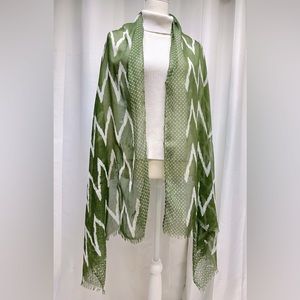 Beautiful green and white shear scarf!